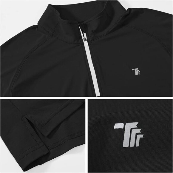 🆕 Men Black Pullover Golf Polo Shirts Long Sleeve Breathable Soft Running Tops - Picture 7 of 7
